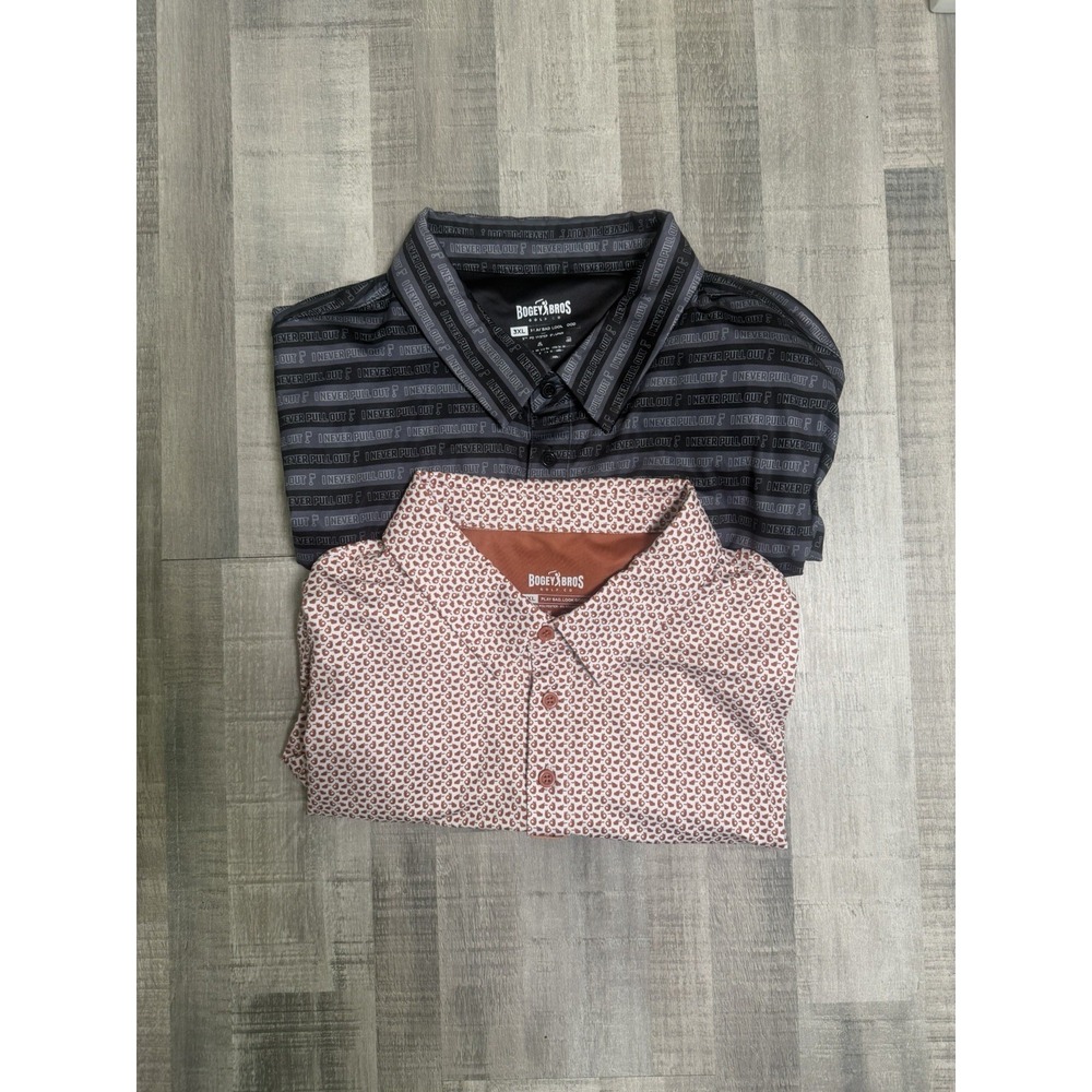 Lot Of 2 Bogey Bros Golf Performance 3XL Black &orange Polo Shirt Short Sleeve